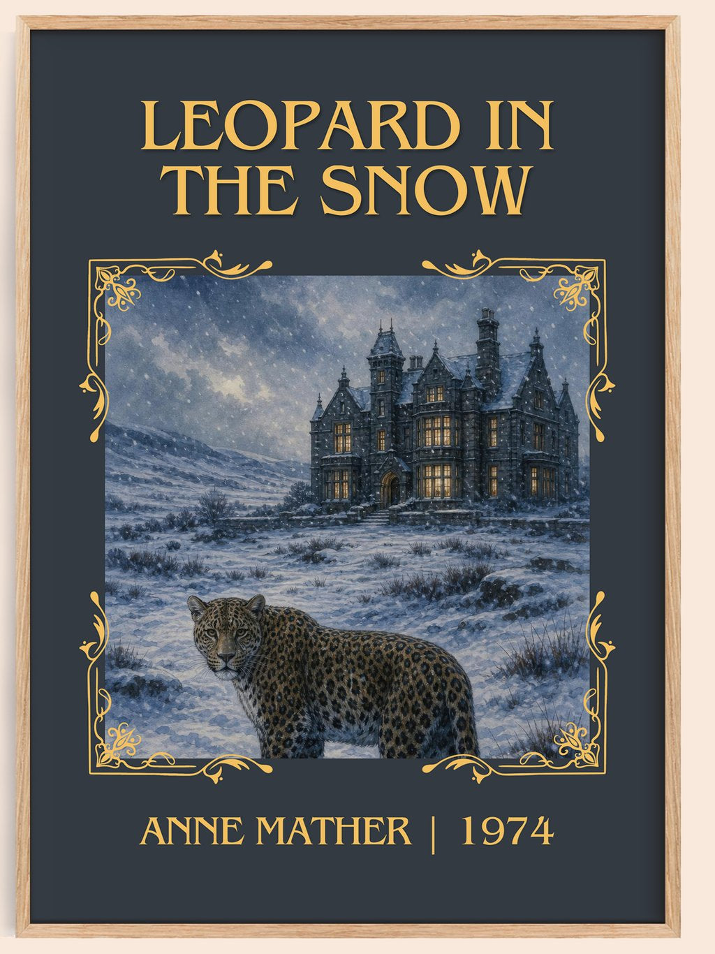 Leopard in the Snow Classic Book Art Print by Anne Mather – book poster