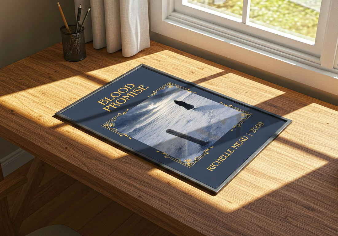 Blood Promise Classic Book Art Print by Richelle Mead – print on a sunlit desk