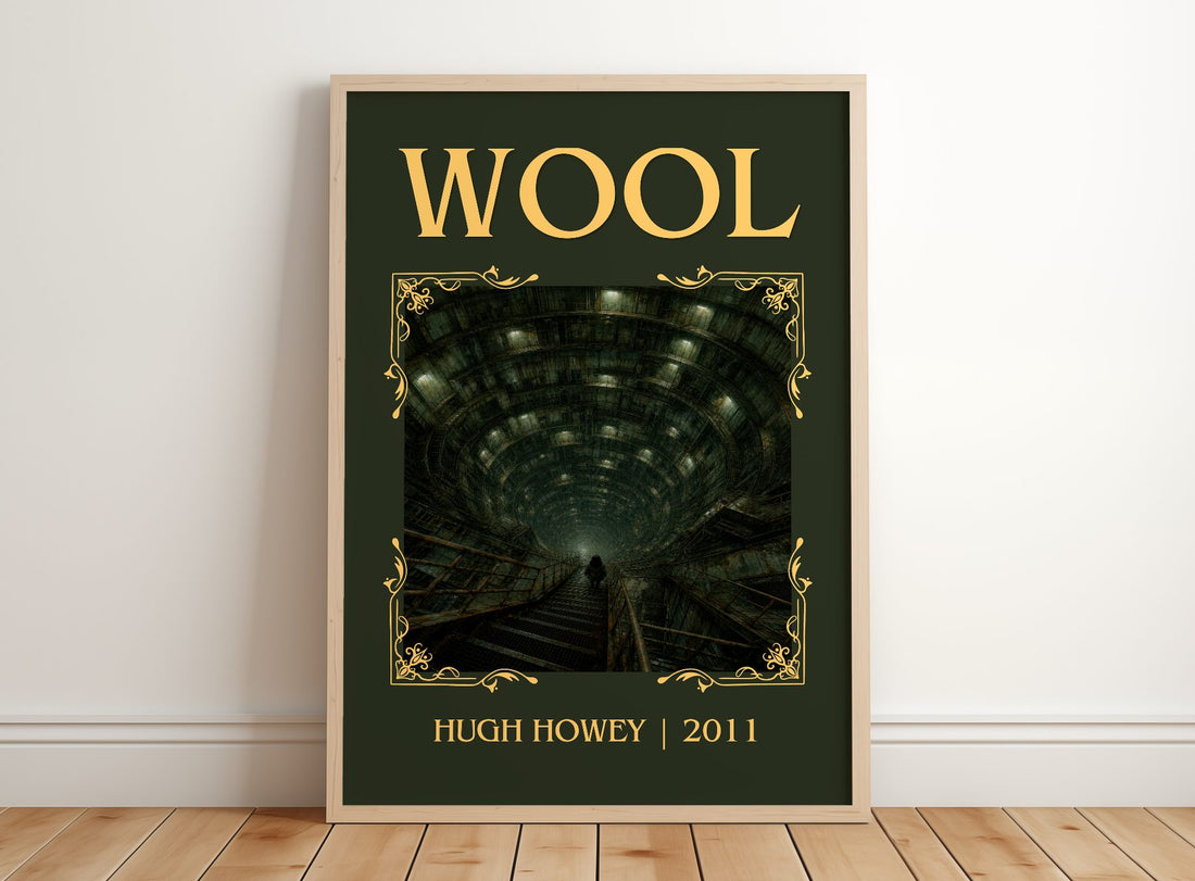 Wool Classic Book Art Print by Hugh Howey – framed print leaning on a wooden floor