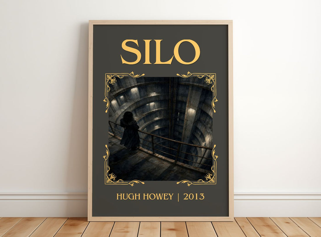 Silo Classic Book Art Print by Hugh Howey – framed print leaning on a wooden floor