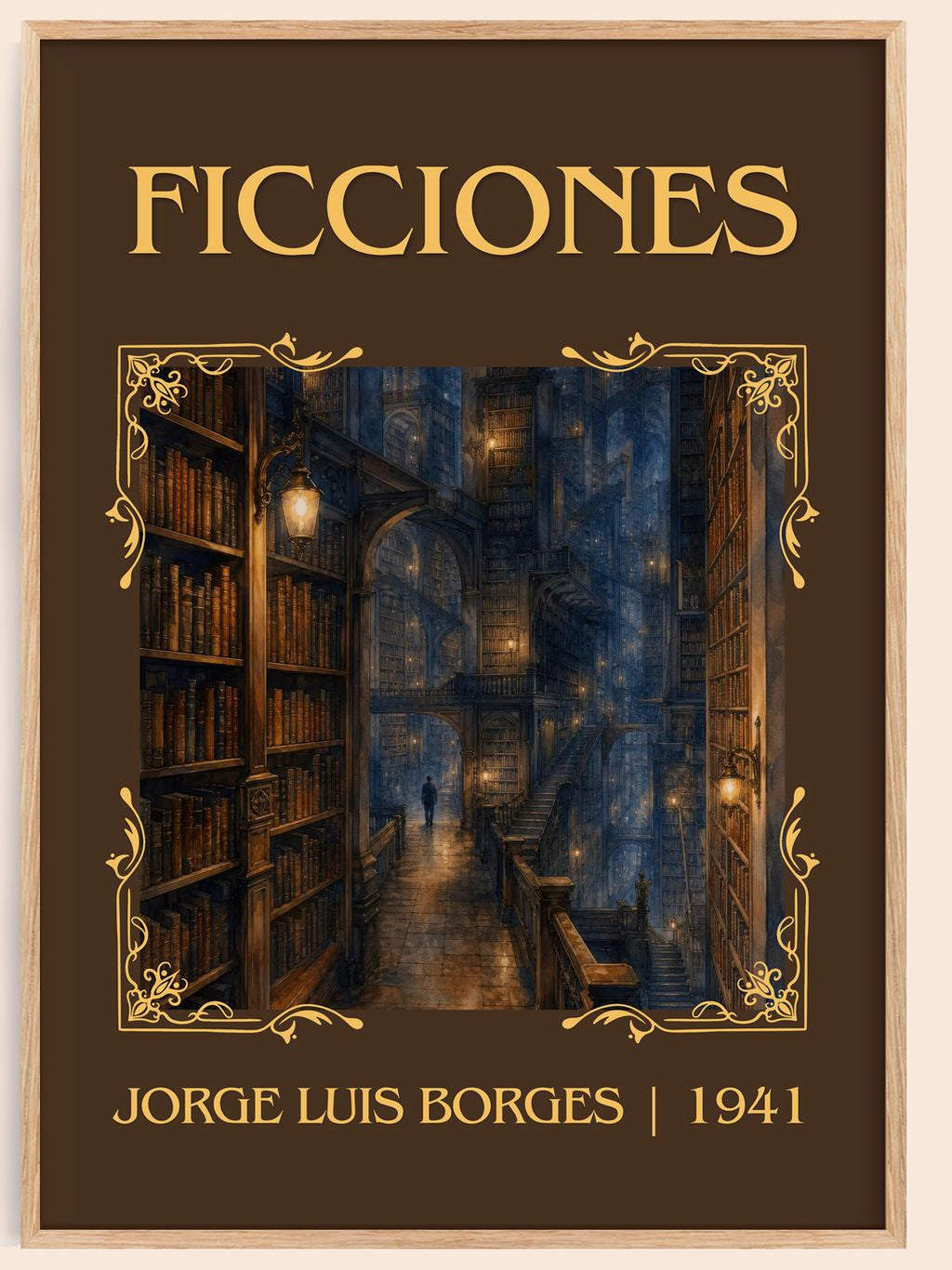Ficciones Classic Book Art Print by Jorge Luis Borges – book poster
