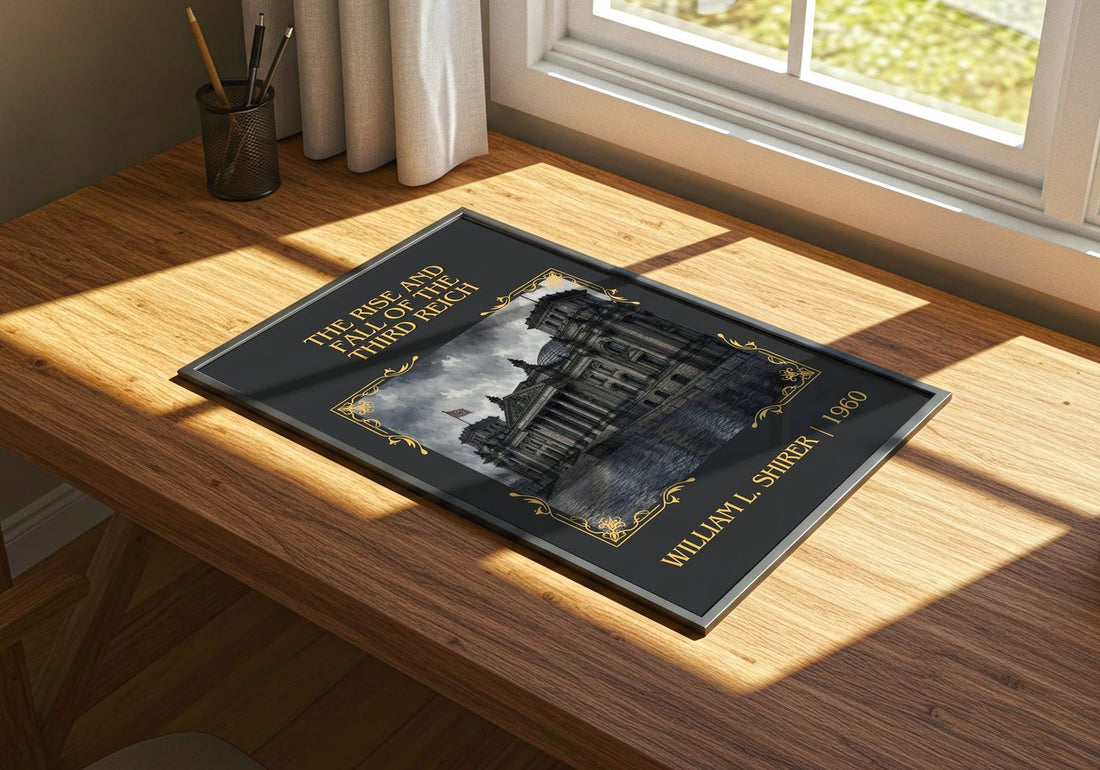 Rise and Fall of the Third Reich Classic Book Art Print by W. Shirer – print on a sunlit desk