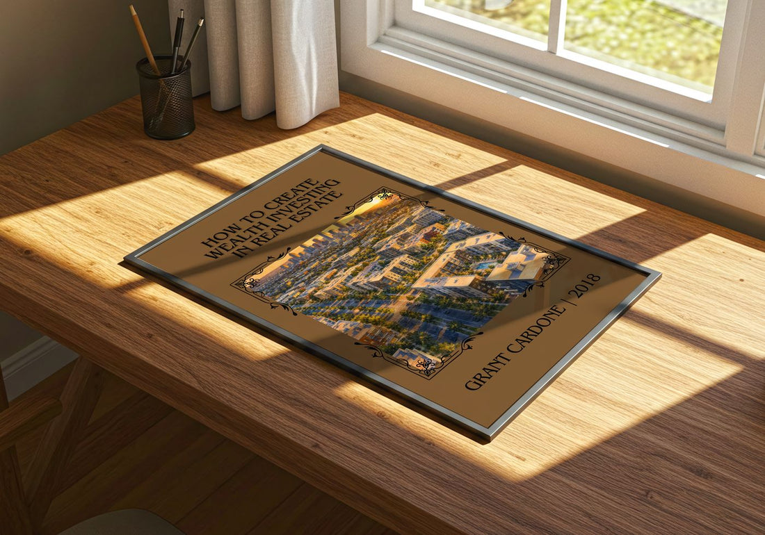 How to Create Wealth Investing in Real Estate Classic Book Art Print by Grant Cardone – print on a sunlit desk