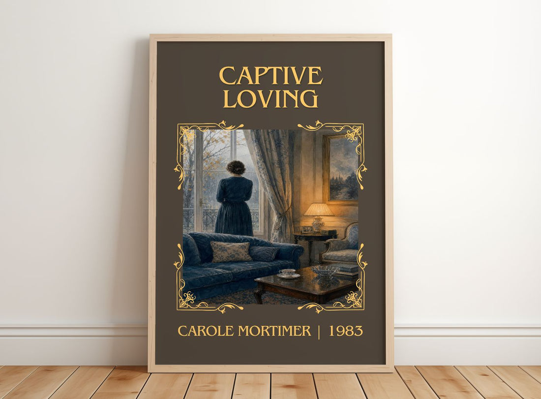 Captive Loving Classic Book Art Print by Carole Mortimer – framed print leaning on a wooden floor