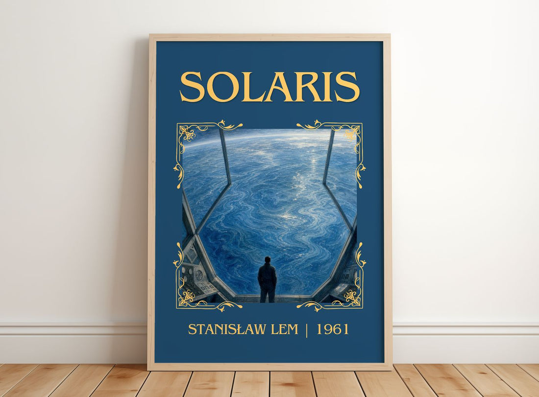 Solaris Classic Book Art Print by Stanisław Lem – framed print leaning on a wooden floor
