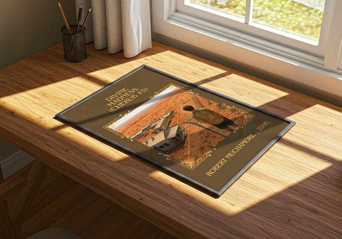 Divine Madness (CHERUB #5) Classic Book Art Print by Robert Muchamore – print on a sunlit desk