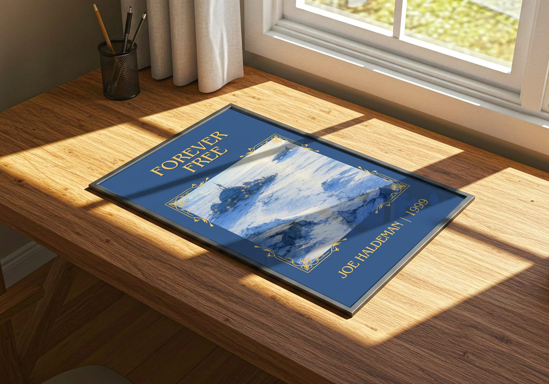 Forever free Classic Book Art Print by Joe Haldeman – print on a sunlit desk