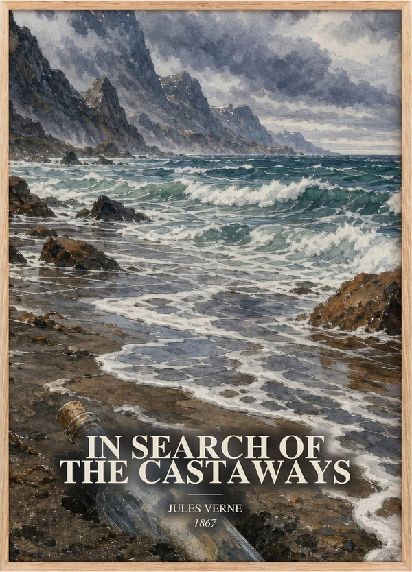 In Search Of The Castaways Book Watercolour Illustration by J. Verne