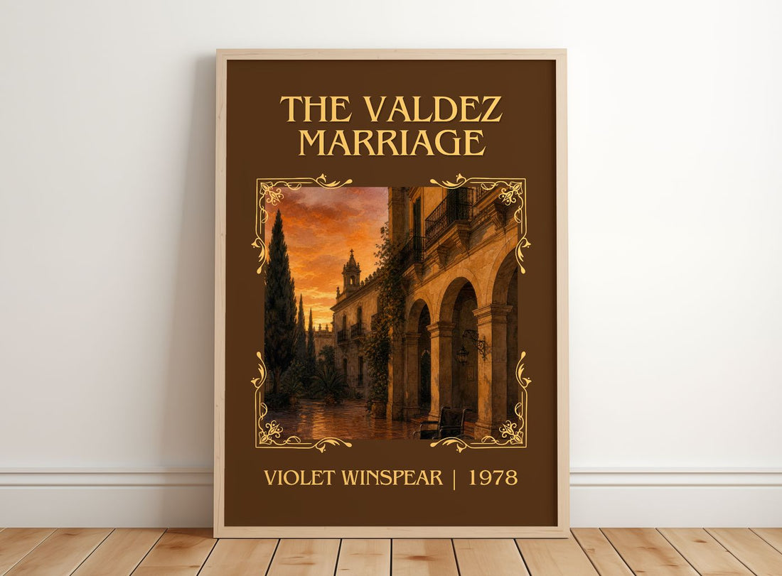 The Valdez Marriage Classic Book Art Print by Violet Winspear – framed print leaning on a wooden floor