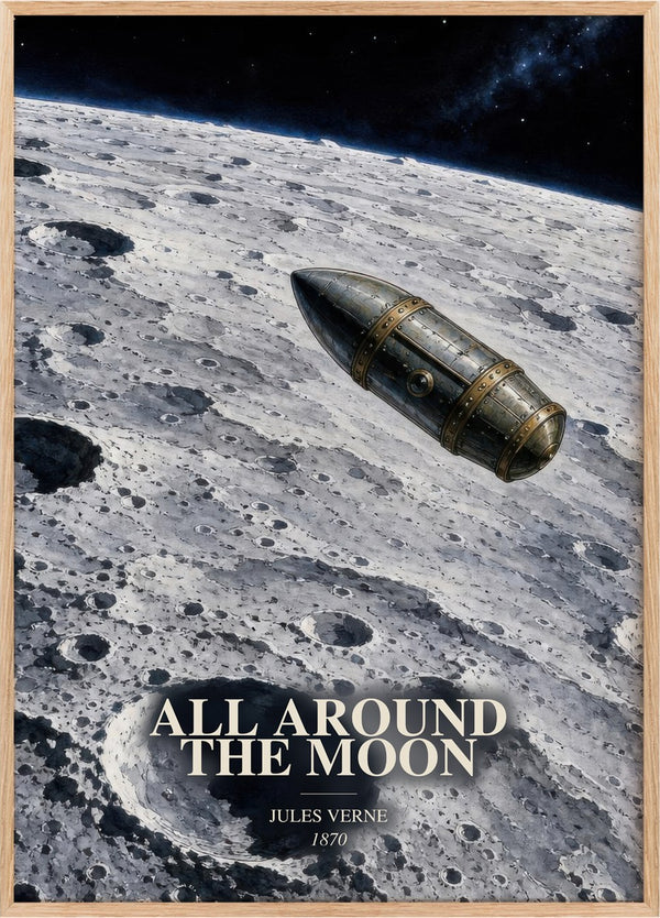 All Around The Moon Book Watercolour Illustration by Jules Verne