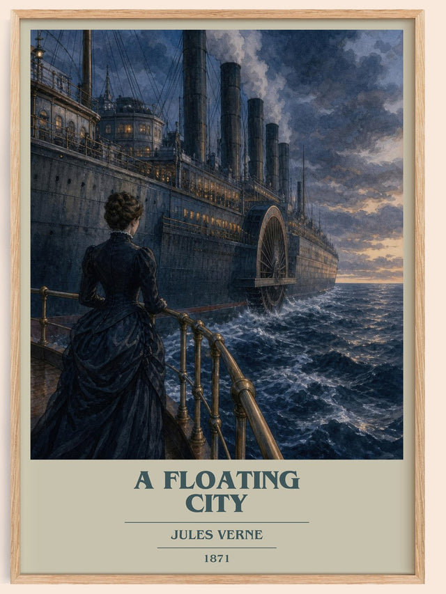 A Floating City Book Cover Poster by Jules Verne