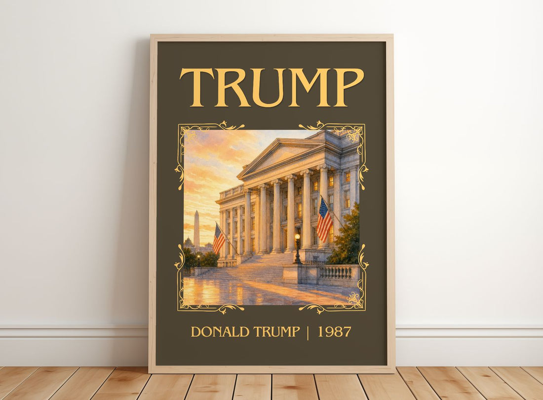 Trump Classic Book Art Print by Donald Trump – framed print leaning on a wooden floor