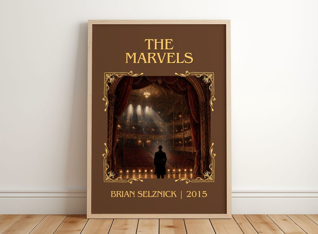 The Marvels Classic Book Art Print by Brian Selznick – framed print leaning on a wooden floor