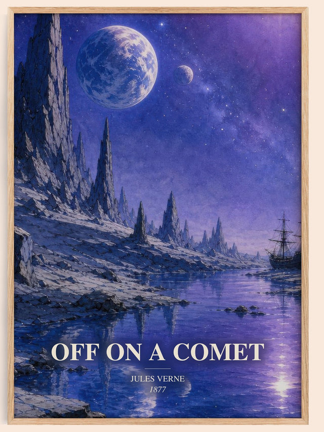 Off On A Comet Book Watercolour Illustration by Jules Verne