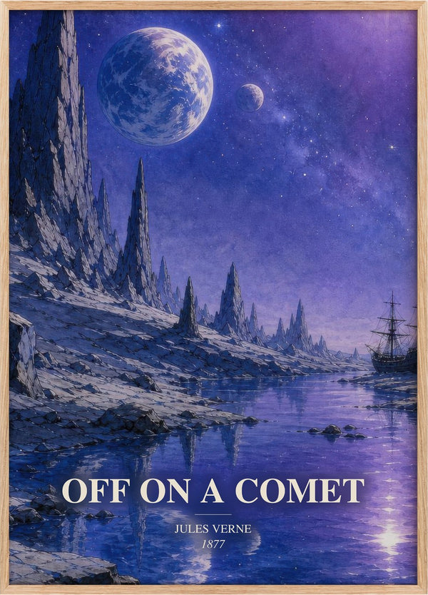 Off On A Comet Book Watercolour Illustration by Jules Verne