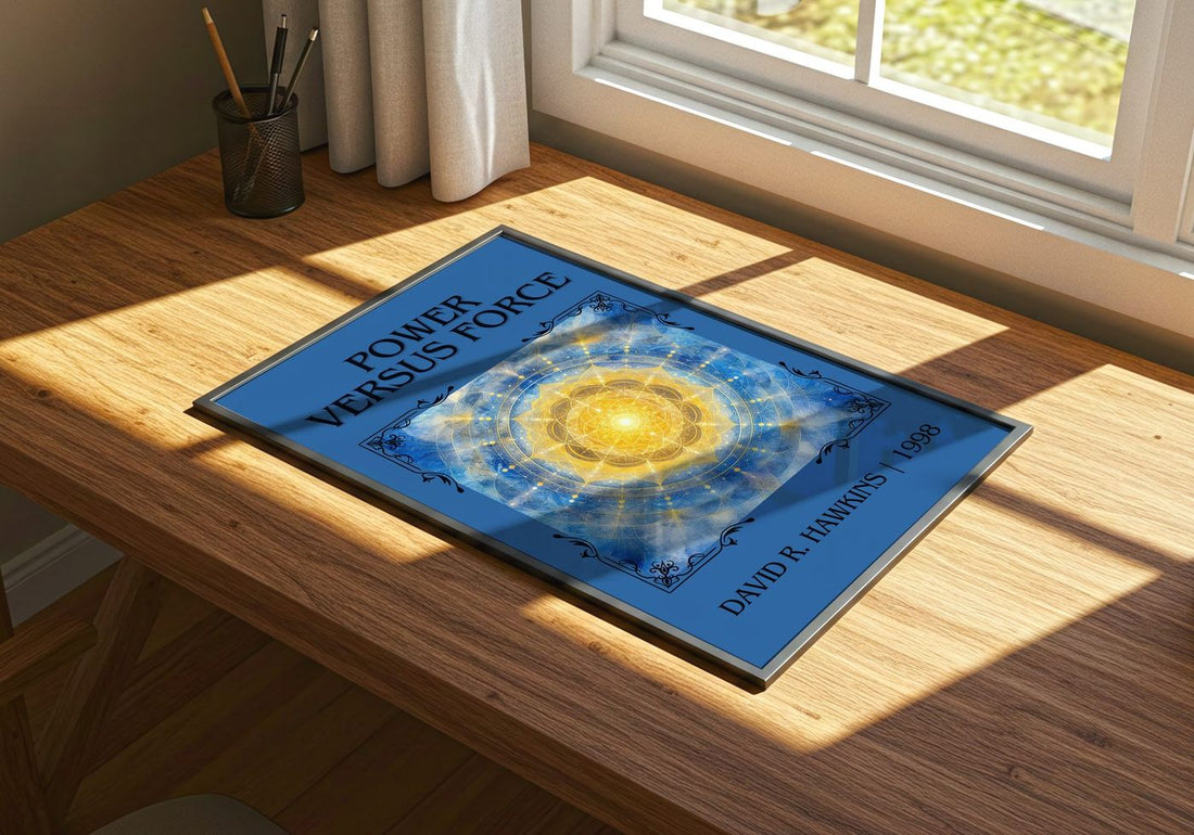 Power versus force Classic Book Art Print by David R. Hawkins – print on a sunlit desk