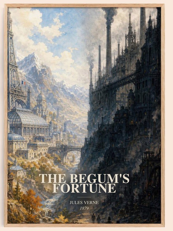 The Begum'S Fortune watercolour book poster by Jules Verne – framed literary art print