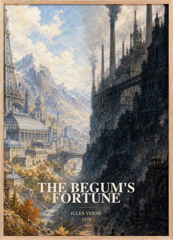 The Begum's Fortune Book Watercolour Illustration by Jules Verne