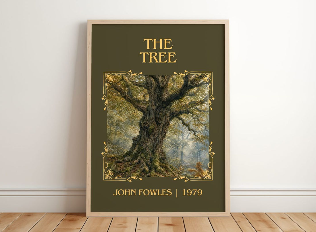 The tree Classic Book Art Print by John Fowles – framed print leaning on a wooden floor