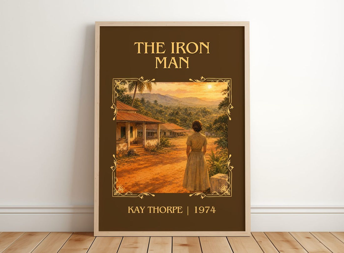The Iron Man Classic Book Art Print by Kay Thorpe – framed print leaning on a wooden floor