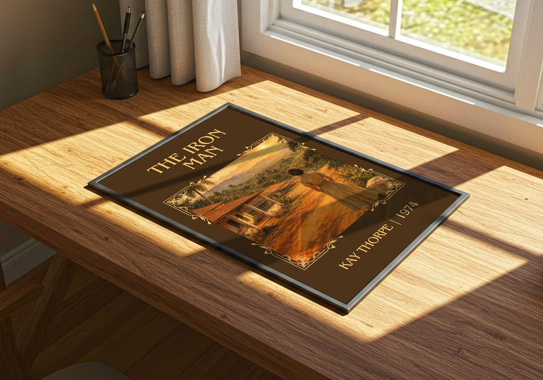 The Iron Man Classic Book Art Print by Kay Thorpe – print on a sunlit desk