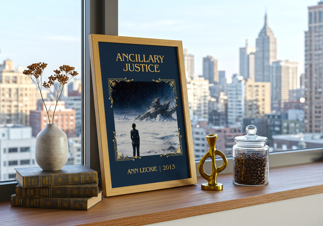 Ancillary Justice Classic Book Art Print by Ann Leckie – framed print on a city-view windowsill