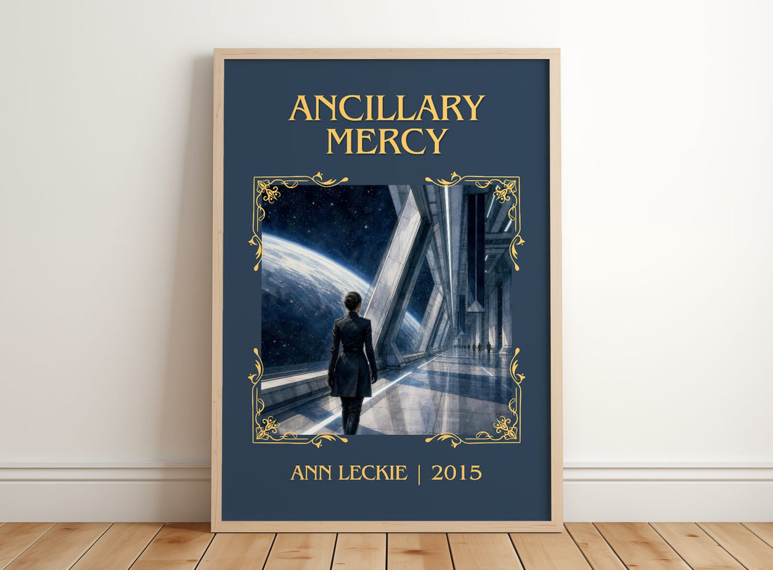Ancillary Mercy Classic Book Art Print by Ann Leckie – framed print leaning on a wooden floor
