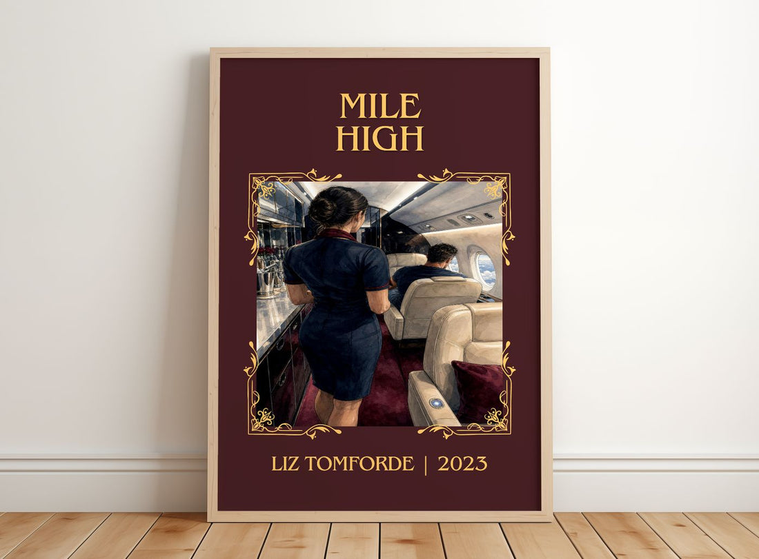 Mile High Classic Book Art Print by Liz Tomforde – framed print leaning on a wooden floor