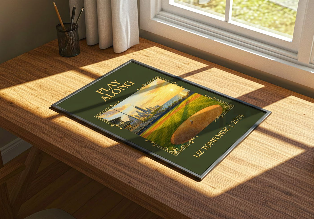 Play Along Classic Book Art Print by Liz Tomforde – print on a sunlit desk