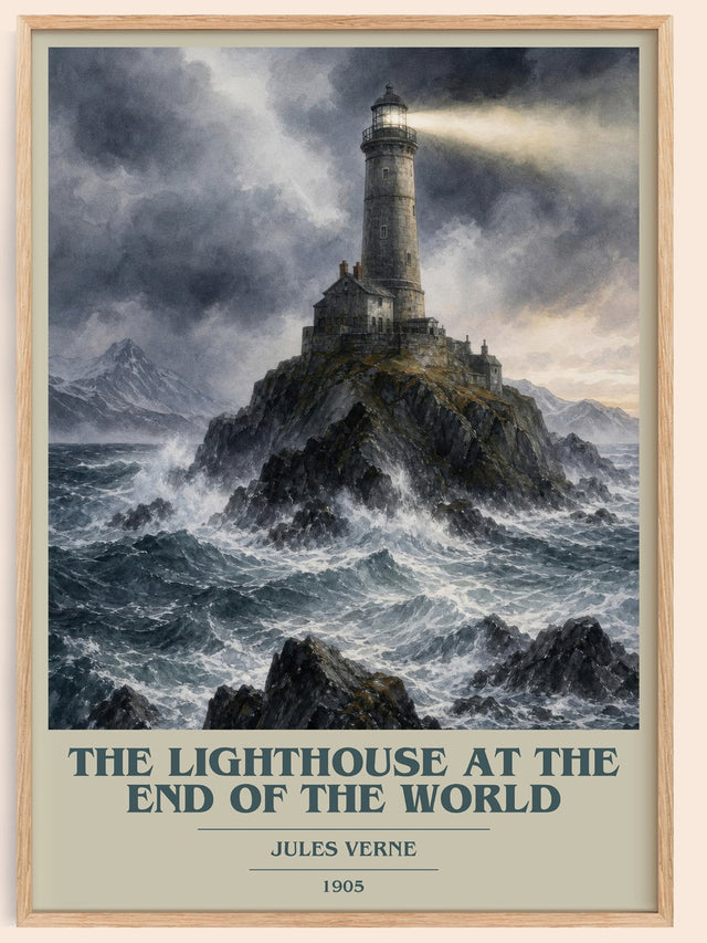 Lighthouse At The End Of The World Book Cover Poster by Jules Verne