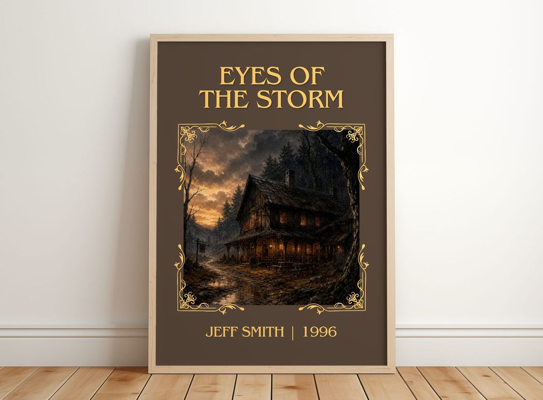 Eyes of the Storm Classic Book Art Print by Jeff Smith – framed print leaning on a wooden floor
