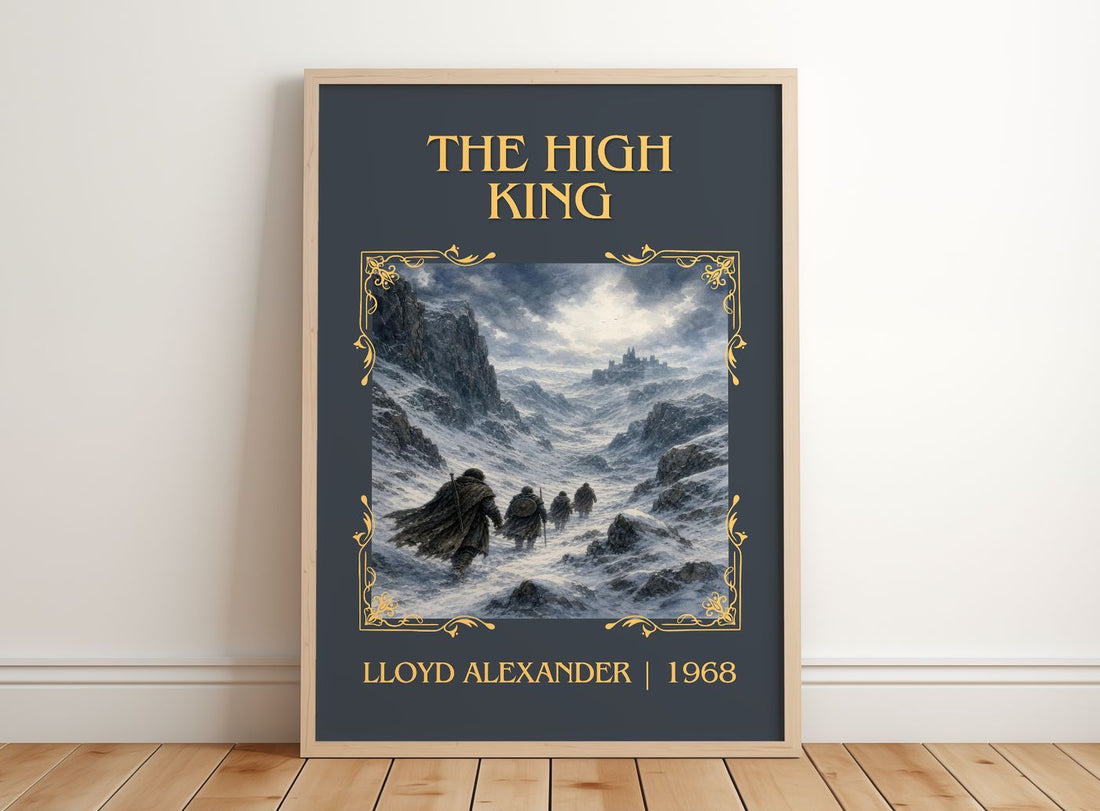 The High King Classic Book Art Print by Lloyd Alexander – framed print leaning on a wooden floor