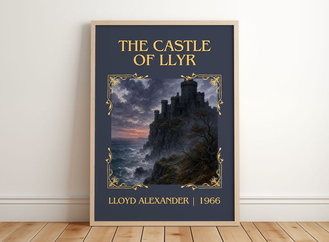 The Castle of Llyr Classic Book Art Print by Lloyd Alexander – framed print leaning on a wooden floor