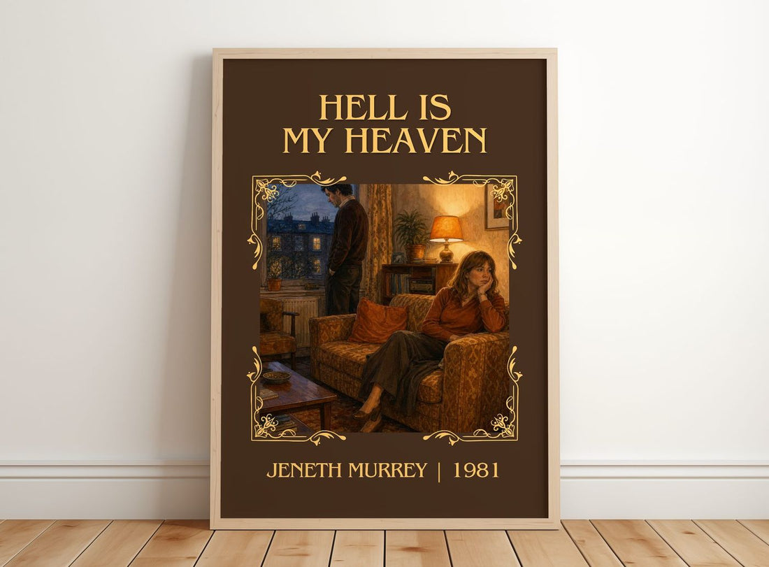 Hell is my heaven Classic Book Art Print by Jeneth Murrey – framed print leaning on a wooden floor