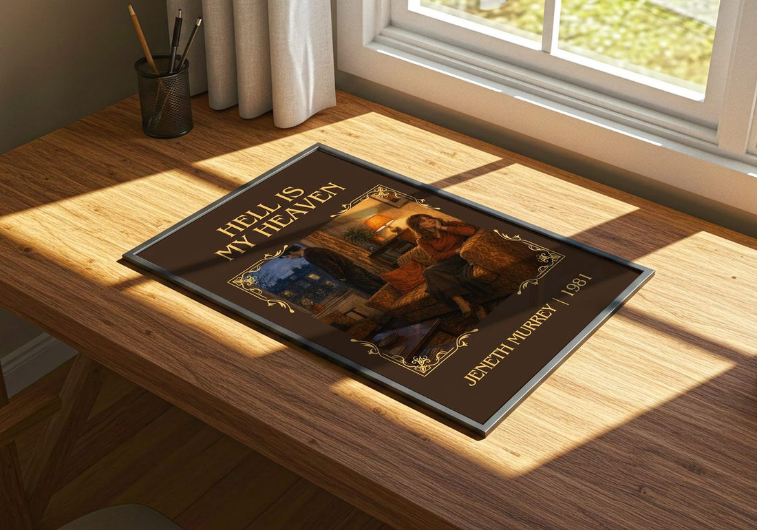 Hell is my heaven Classic Book Art Print by Jeneth Murrey – print on a sunlit desk