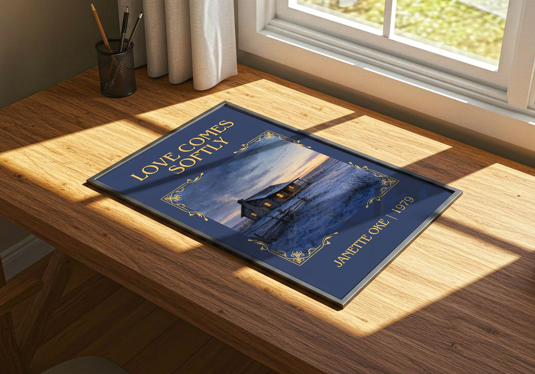 Love Comes Softly Classic Book Art Print by Janette Oke – print on a sunlit desk