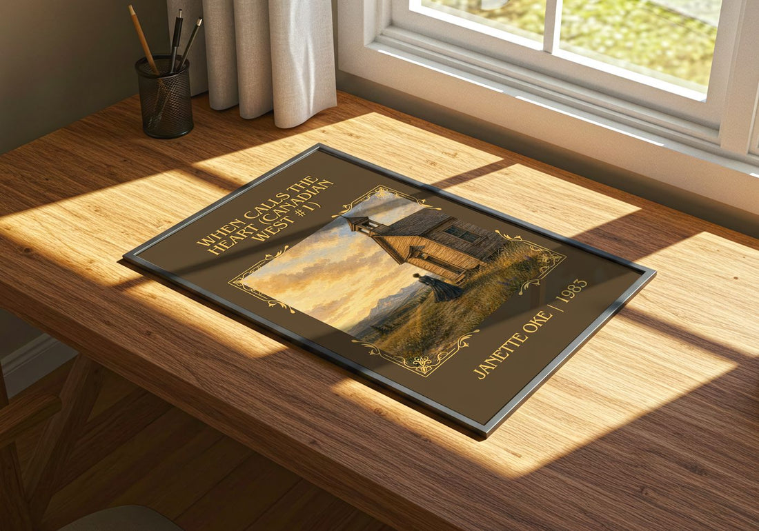 When Calls the Heart (Canadian West #1) Classic Book Art Print by Janette Oke – print on a sunlit desk