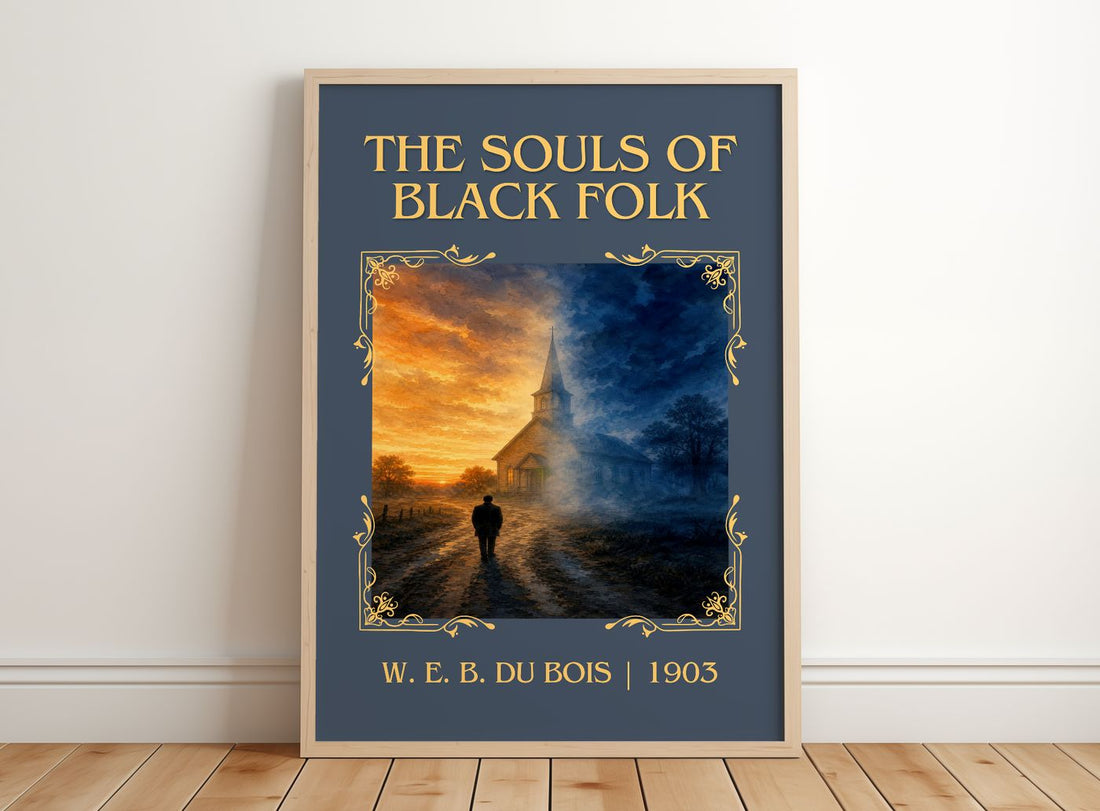 The Souls of Black Folk Classic Book Art Print by W. E. B. Du Bois – framed print leaning on a wooden floor