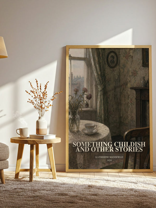 Something Childish And Other Stories watercolour print in frame leaning in hallway – classic literature wall art