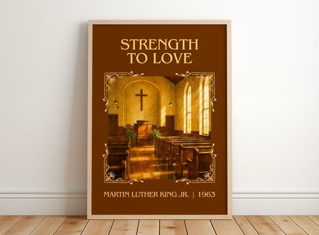 Strength to love Classic Book Art Print by Martin Luther King Jr. – framed print leaning on a wooden floor