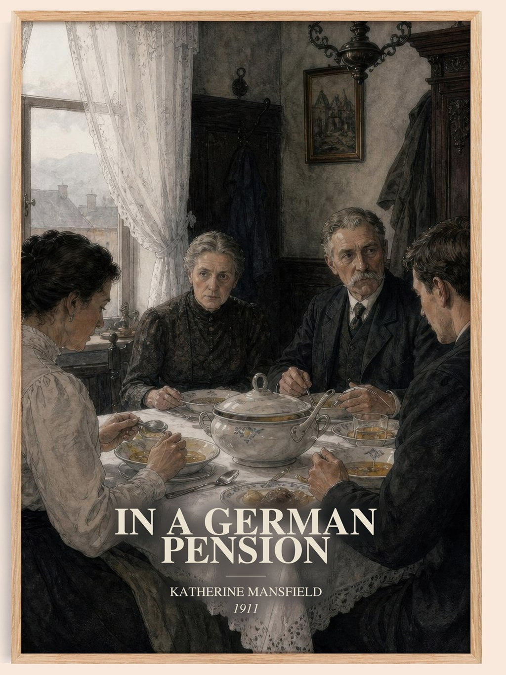 In A German Pension watercolour book poster by Katherine Mansfield – framed literary art print