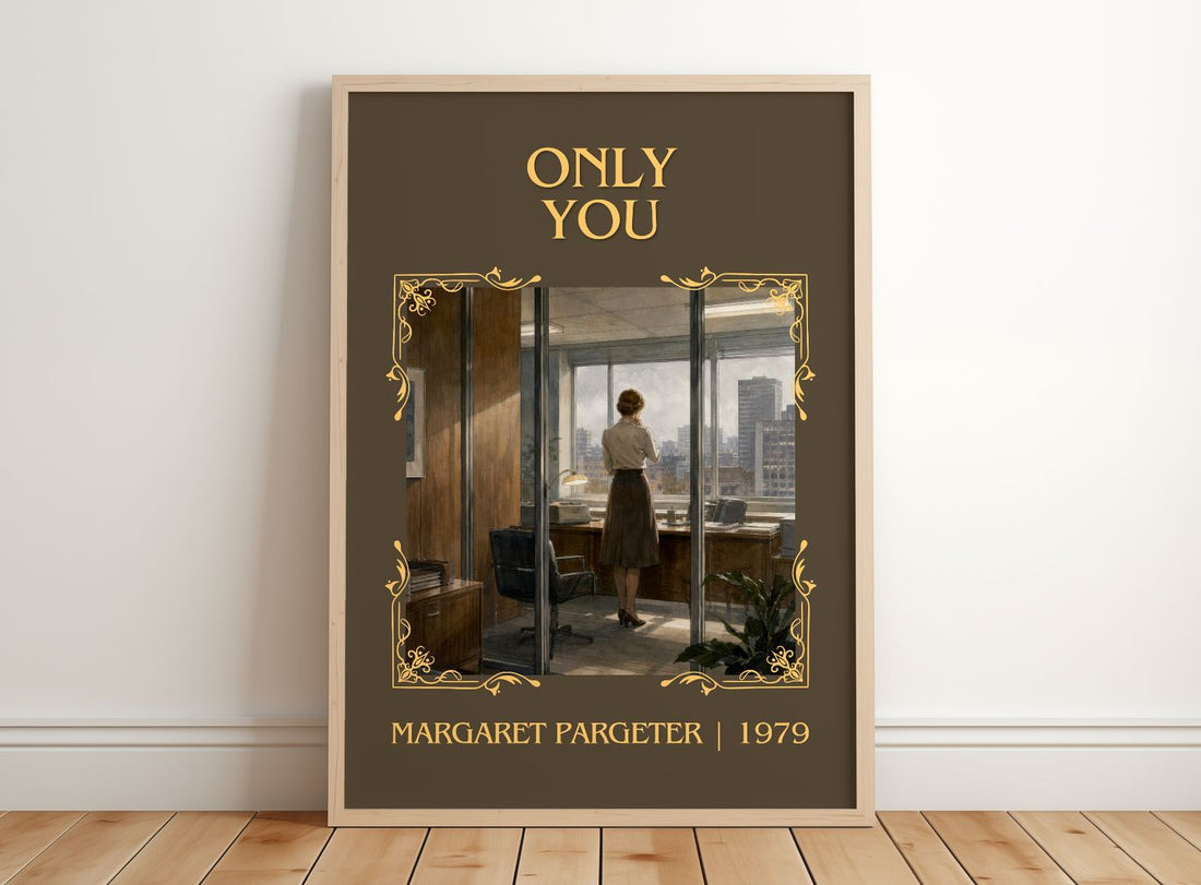 Only You Classic Book Art Print by Margaret Pargeter – framed print leaning on a wooden floor