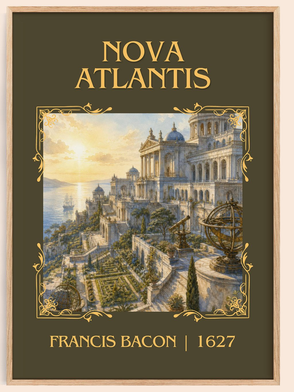 Nova Atlantis Classic Book Art Print by Francis Bacon – book poster