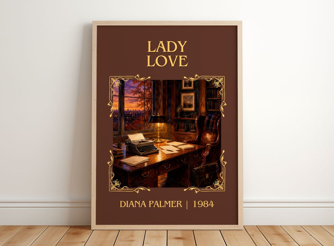 Lady Love Classic Book Art Print by Diana Palmer – framed print leaning on a wooden floor