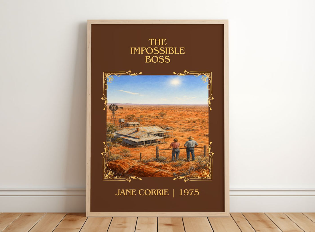 The Impossible Boss Classic Book Art Print by Jane Corrie – framed print leaning on a wooden floor