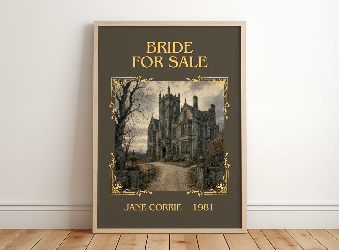 Bride For Sale Classic Book Art Print by Jane Corrie – framed print leaning on a wooden floor