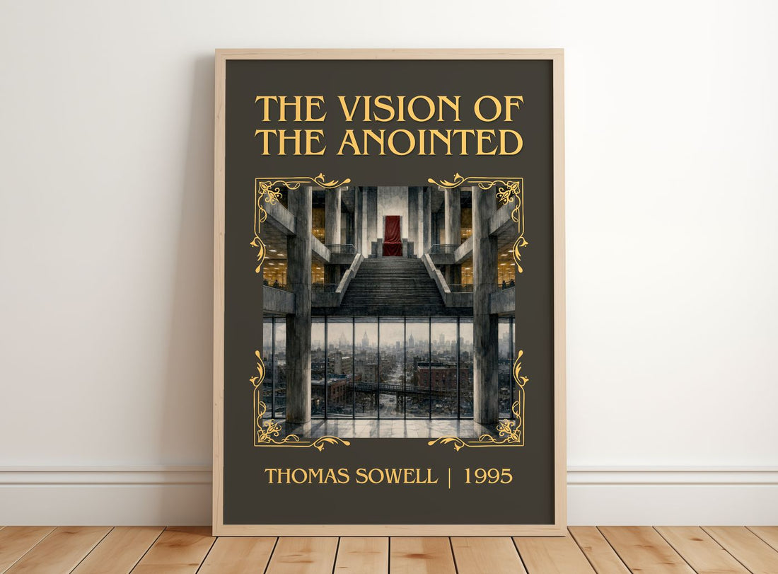 The Vision of the Anointed Classic Book Art Print by Thomas Sowell – framed print leaning on a wooden floor