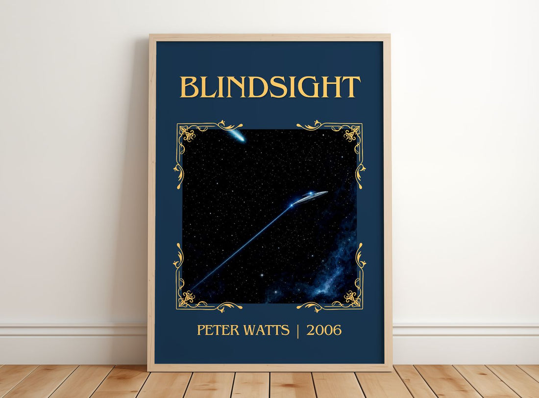 Blindsight Classic Book Art Print by Peter Watts – framed print leaning on a wooden floor