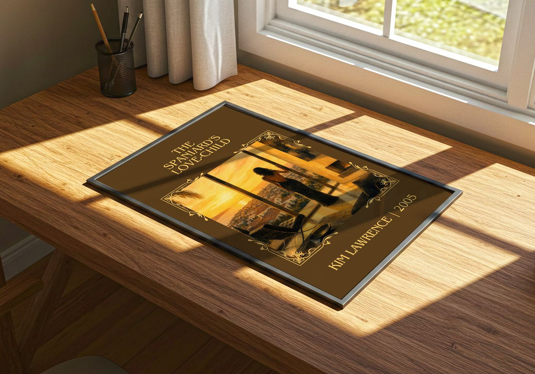 The Spaniard's Love-Child Classic Book Art Print by Kim Lawrence – print on a sunlit desk