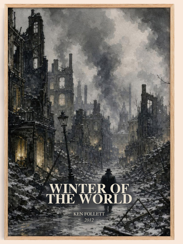 Winter Of The World watercolour book poster by Ken Follett – framed literary art print